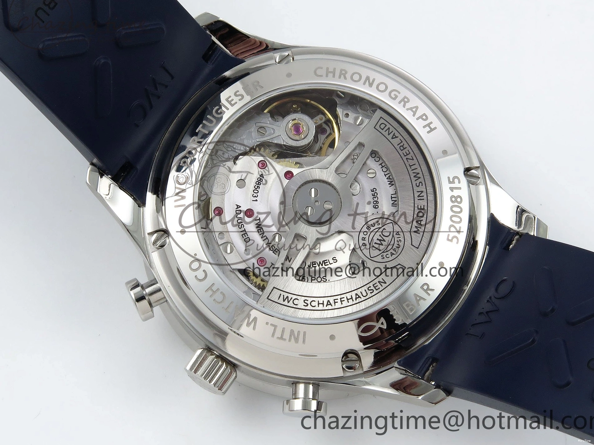 MIROTIME 0412 Casual Portuguese Chrono IW3716 Z+F 1:1 Best Edition White Dial on Blue Rubber Strap A 7016